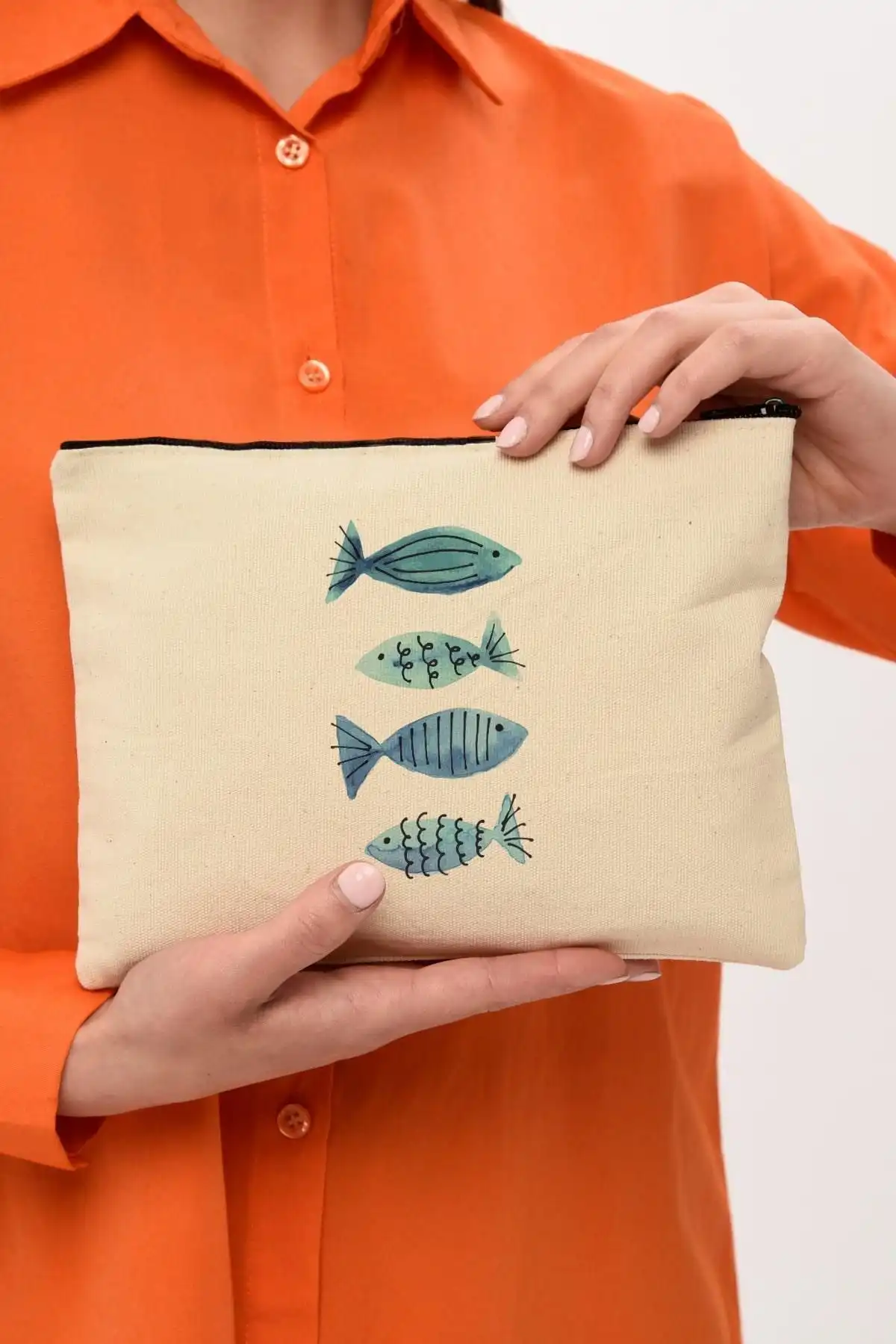 Çınar Bez Çanta Clutch: Şık ve Fonksiyonel Kanvas Makyaj Çantası