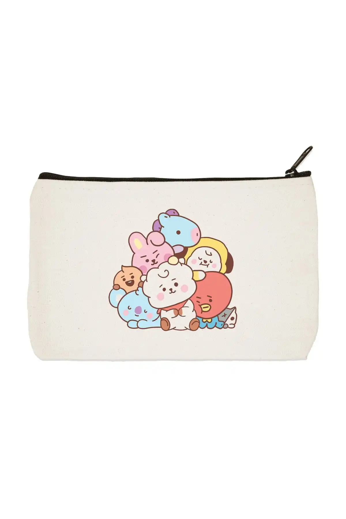 designedfy Bts Bt21 Baskılı Bez Makyaj Çantası: Çok Amaçlı Kullanım