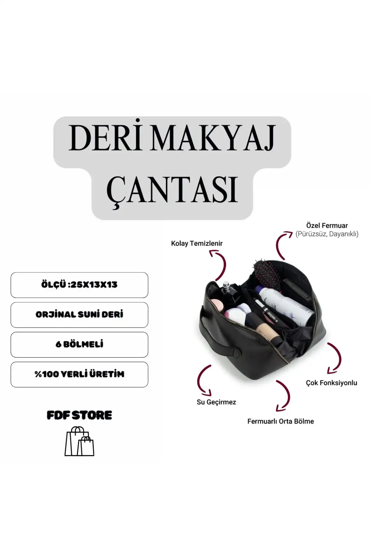 Makyaj Çantası Deri Valiz İçi Düzenleyici ile Seyahatiniz Daha Kolay