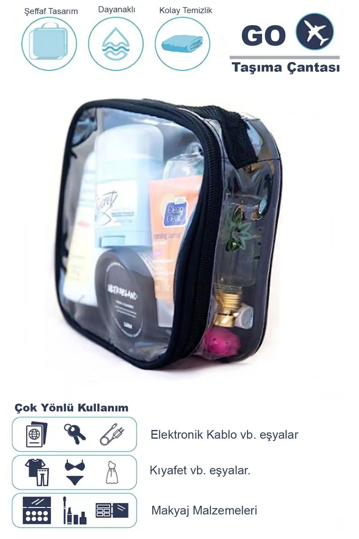 Woys Bags Tekli Şeffaf Seyahat Çantası ile Modern Seyahat Deneyimi