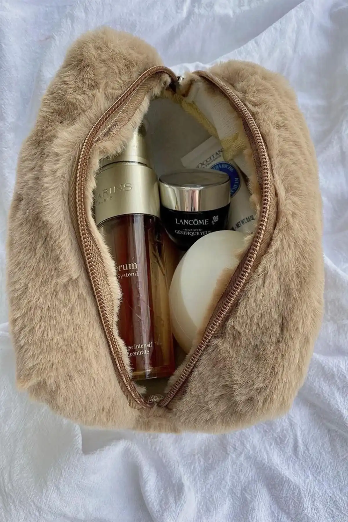 BAHELS Peluş Camel Orta Boy Makyaj Çantası ile Şıklık ve Kullanışlılık
