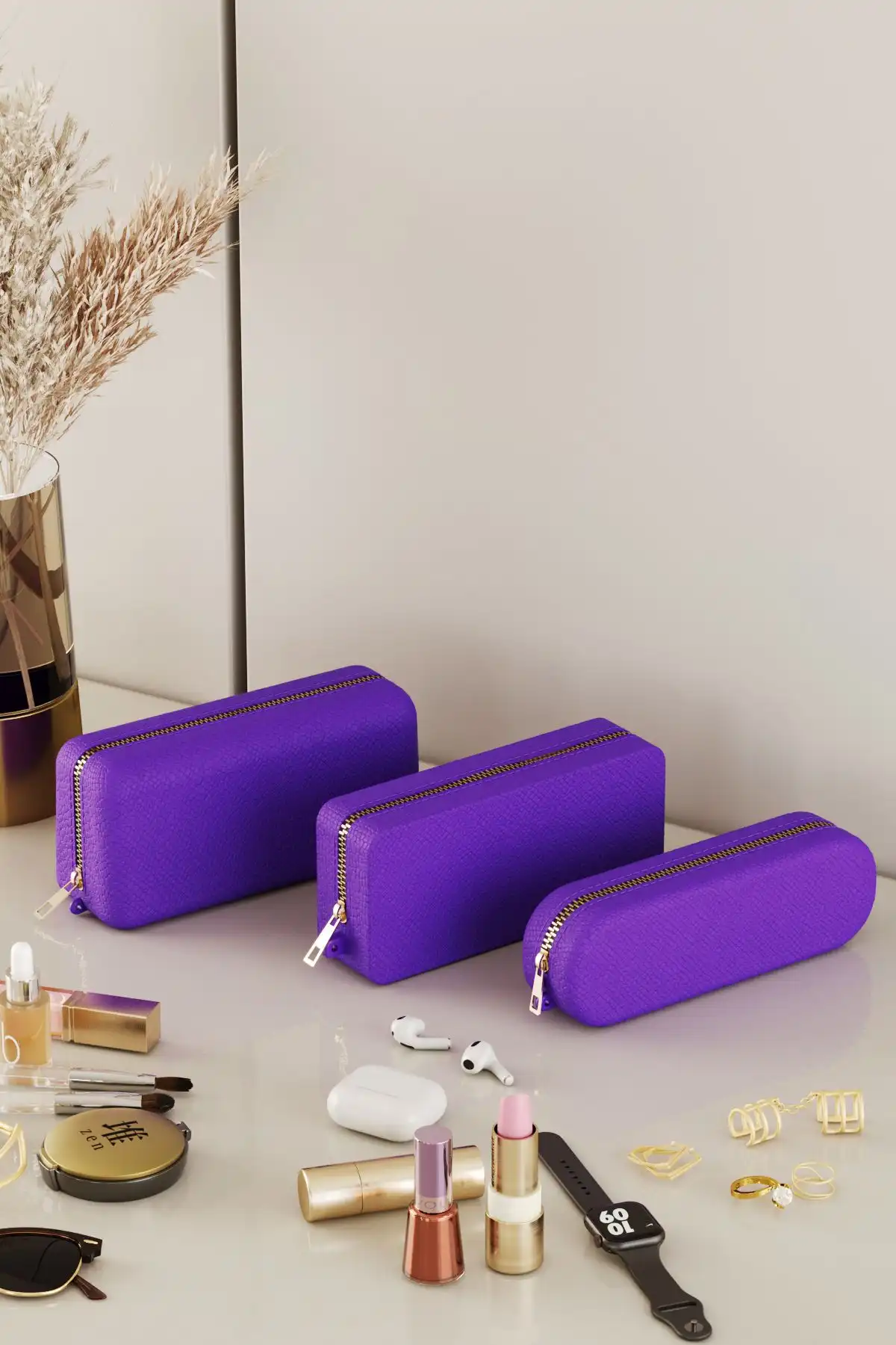 Lumijoy Nilüfer Makyaj Kozmetik Düzenleme ve Taşıma Çantası Seti