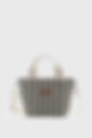 LUNABLU Kadın Çizgili Mini Keten Tote Çanta ile Şıklığı Yakalayın