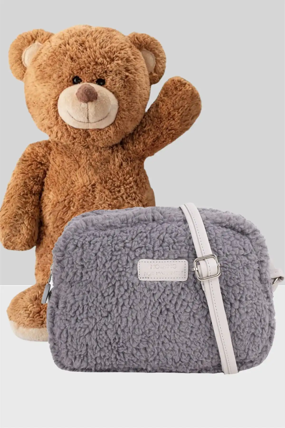 NOTHING Kadın Gri Kürklü Peluş Mini Urban Çapraz Omuz Çanta Özellikleri